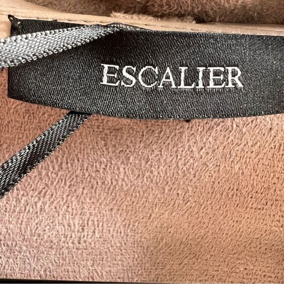 Escalier Faux Leather Jacket Slim Open Jacket NWT Khaki Tan  Blazer Size Small - Picture 7 of 15